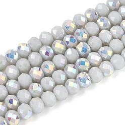 Гейнсборо Нити из непрозрачных стеклянных бусин-ронделей с цветным покрытием ab, граненые, светло-серые, 4.5x3.5 мм, отверстие : 0.7~1 мм, около 108~116 шт / нитка, 14.76~16.73'' (37.5~42.5 см)