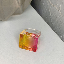 Золотистый Имитация колец из смолы, имитирующих конфеты, квадратный, золотые, 17 мм