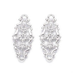 Нержавеющая Сталь Цвет Не тускнеет 201 звенья из нержавеющей стали, цветок, цвет нержавеющей стали, 27x12x0.7 мм, отверстие : 2 мм