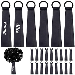 Черный 24шт. полиэстеровые помпоны для чирлидеров, этикетки, лента, Лента для именной бирки на рюкзак, коробка, ключ, букет, чёрные, 130 мм