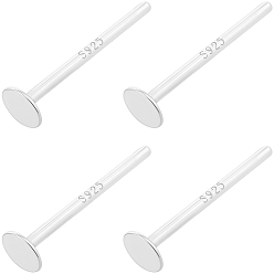 Серебро 20Пары925 Застежки для плоских сережек-гвоздиков из стерлингового серебра, штифты для сережек со штампом 925, в комплекте 50шт. гаек для крепления и 1шт. салфетки для полировки, серебряные, лоток : 3 мм, 11.5 мм, штифты : 0.8 мм