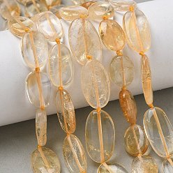 Цитрин Нагретые нити из натуральных цитриновых бусин, Плоско-овальные, 17~24x10~13x5~6 мм, отверстие : 0.9~1 мм, около 19~25 шт / нитка, 15.94~16.3'' (40.5~41.4 см)
