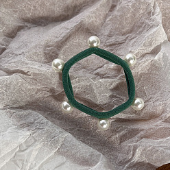 Meergrün Elastischer Haarschmuck aus sechseckigem Stoff, Haargummis aus Kunstperlenperlen aus Kunststoff, für Mädchen oder Frauen, Meergrün, 50 mm