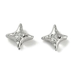 Платина Латунные микро проложить кубического циркония бусы, без кадмия, без никеля и без свинца, звезда, платина, 9x8.5x5.5 мм, отверстие : 1.5 мм