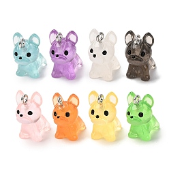 (52) Непрозрачная лаванда Подвески из светящейся прозрачной смолы, бульдог, с железной платиной петлей, светится в темноте, разноцветные, 20x11x14.5 мм, отверстие : 2 мм