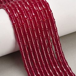 Red Corundum Нити бусин из красного корунда, выращенного в лаборатории, бамбуковую палку, 8x4 мм, отверстие : 0.6 мм, около 48 шт / нитка, 15.28'' (38.8 см)