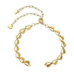 Золотой Изготовление браслета из латунной цепочки в форме сердца с застежкой-слайдером., золотые, 10.47 дюйм (26.6 см)