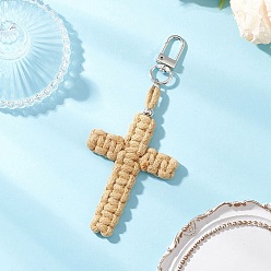 Светло-хаки Подвески из хлопковых ниток, с поворотными застежками сплава, светлый хаки, 127 мм