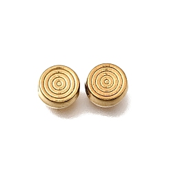 Настоящее золото 18K 304 из нержавеющей стали бусы, ионное покрытие (ip), плоские круглые с вихря, реальный 18 k позолоченный, 6x3 мм, отверстие : 1.2 мм