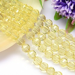 Light Yellow Faceted Round Imitation Austrian Crystal Bead Strands, Grade AAA, Light Yellow, 10mm, Hole: 0.9~1mm, about 40pcs/strand, 15.7 inch