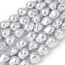 Гейнсборо Нити бусин из гальванизированного непрозрачного стекла, имитирующие жемчуг, самородки, светло-серые, 14x11x12 мм, отверстие : 1.1 мм, около 28 шт / нитка, 15.43'' (39.2 см)