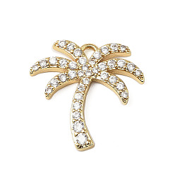 Золотой Латунные микро проложить кубического циркония подвески, кокосовая пальма, золотые, 19.5x19.5x2.5 мм, отверстие : 2.5x2.5 мм