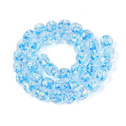 Светло-Голубой Нити из фольги в технике лэмпворк, баррель, Небесно-голубой, 10~11x9~10x9~10 мм, отверстие : 0.9~1.2 мм, около 40 шт / нитка, 15.94~16.46'' (40.5~41.8 см)