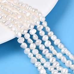 Кремово-белый Нити из натурального культивированного пресноводного жемчуга, самородки, кремово-белые, 5~6x5~7x3~5 мм, отверстие : 0.6~0.7 мм, около 65~67 шт / нитка, 13.58~13.98'' (34.5~35.5 см)