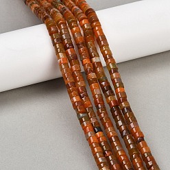 Сиена Окрашенные естественный агат бисер пряди, диск, Heishi бусы, цвет охры, 6x4 мм, отверстие : 1 мм, около 105 шт / нитка, 14.76''~14.96'' (37.5~38 см)