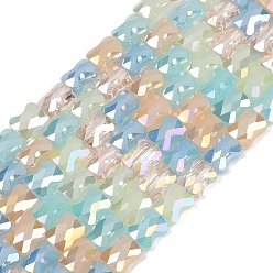 (52) Непрозрачная лаванда Стеклянные бусины с гальваническим покрытием , бамбук совместное, граненые, разноцветные, 7.5x6x4 мм, отверстие : 1 мм, около 55 шт / нитка, 16.73'' (42.5 см)