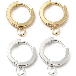 Golden & Silver 16Pcs 2 Colors 201 Stainless Steel Huggie Hoop Earrings Findings, with Vertical Loop, with 316 Surgical Stainless Steel Earring Pins, Ring, Golden & Silver, 13x2mm, Hole: 2.7mm, Pin: 1mm, 8pcs/color