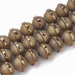 Темно-Золотистый Стеклянные бусины с гальваническим покрытием , матовые, планета, темные золотарник, 10.5x8.5 мм, отверстие : 1.5 мм, около 72 шт / нитка, 23.5 дюйм