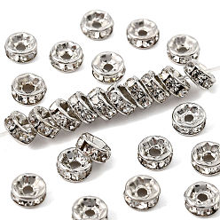 Платина Латунные бусины разделители для поставки стразов, класс А, кристалл, прямой фланец, рондель, Платиновый металл, 5x2.5 мм, отверстие : 1 мм