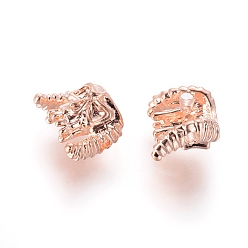 Розовое Золото Сплавочные овальные бусины тибетского стиля , череп, розовое золото , 9.5x11x6.5 мм, отверстие : 1.5 мм