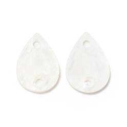 White Natural Capiz Shell Links Connectors, Teardrop, White, 13x9x1mm, Hole: 1.4mm