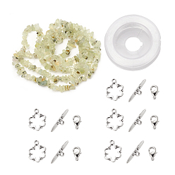 Prehnite DIY Bracelets Necklaces Jewelry Sets, Natural Prehnite Chips Beads Strands, Toggle Clasps, Lobster Claw Clasps and Elastic Wire, 12.6x10.6x2.1cm