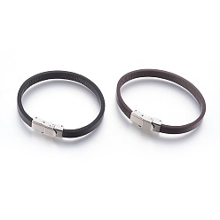 (52) Непрозрачная лаванда Браслеты из микрофибры, с застежками из нержавеющей стали 304, цвет нержавеющей стали, разноцветные, 8-1/2 дюйм (21.5 см), 8x3 мм