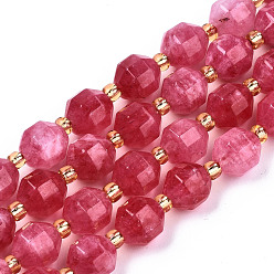 Deep Pink Natural Dolomite Beads Strands, Faceted, Dyed, Round, Deep Pink, 8x8mm, Hole: 1.2mm, about 33pcs/strand, 15.16 inch~15.35 inch(38.5cm~39cm)