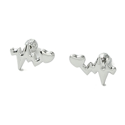 Stainless Steel Color Non-Tarnish 304 Stainless Steel Ear Studs, Heart, Stainless Steel Color, 12x18mm