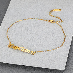 Козерог 304 браслеты на ногу из нержавеющей стали с цепочкой в виде слова «созвездие» для женщин, золотые, Козерог, 9-1/8~11 дюйм (230~280 мм)