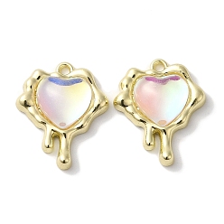 Золотой Стойки подвески обшивки сплава, со стеклом, без кадмия, без никеля и без свинца, шарма сердца, золотые, 16.5x13.5x5 мм, отверстие : 1.2 мм