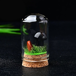 Обсидиан Украшения для демонстрации грибов из натурального обсидиана, со стеклянной крышкой, для украшения рабочего стола домашнего офиса, 20 мм