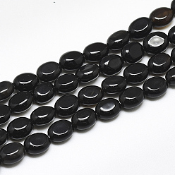 (946F)Морозный цвет внутри  Жонкиль / Непрозрачная зеленая подкладка Нити бусин из натурального окрашенного и нагретого черного оникса, овальные, 8x6x4 мм, отверстие : 1 мм, около 49~50 шт / нитка, 14.5 дюйм ~ 14.7 дюйм