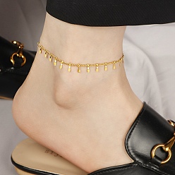 Золотой 304 женские браслеты на лодыжку из нержавеющей стали с кисточками, золотые, 6-3/4 дюйм (170 мм)