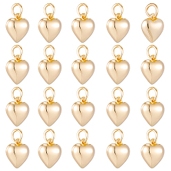 Настоящее золото 18K 20шт. подвески в форме сердца из латуни с гальваническим покрытием, с прыжковых колец, долговечный, без свинца и без кадмия, реальный 18 k позолоченный, 12x10x5.5 мм, отверстие : 4.5 мм