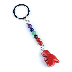 Красный Камень Брелок из красной яшмы, с кварцевым резонатором, аметист, ляпис, авантюрин, красный агат, красная яшма, динозавр, 11 см