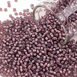 (305) Inside Color Crystal/Blush Lined Toho runde Rocailles, japanische Rocailles, (305) Innenfarbe Kristall / Rouge gefüttert, 11/0, 2.2 mm, Bohrung: 0.8 mm, über 1110pcs / Flasche, 10 g / Flasche