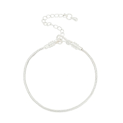 Серебро Латунные пшеничные цепи браслеты, серебряные, 6-7/8 дюйм (17.5 см)