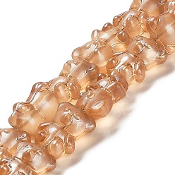 Sandy Brown Electroplate Glass Beads Strands, Frosted, Bear, Sandy Brown, 16x12x9mm, Hole: 1.2mm, about 45pcs/strand, 25.98''(66cm)