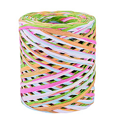 Amarillo Hilo de rafia, cinta de rafia, plano para embalaje, bricolaje artesanal, amarillo, 5 mm, aproximadamente 131.23 yardas (120 m) / rollo