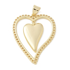 Настоящее золото 18K Латунные подвески, сердце, стойки покрытие, долговечный, без свинца и без кадмия, реальный 18 k позолоченный, 30x24x2 мм, отверстие : 4x3.5 мм