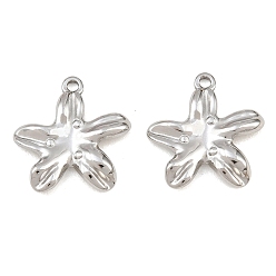 Stainless Steel Color 304 Stainless Steel Pendants, Starfish Charms, Stainless Steel Color, 18x18x2.5mm, Hole: 1.6mm
