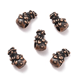Red Copper Tibetan Style Alloy Beads, Snowman, Red Copper, 16x9x9mm, Hole: 3.3mm