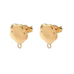 Золотой 304 Выводы серьги из нержавеющей стали шпилька, ионное покрытие (ip), цветок, золотые, 15x12 мм, отверстие : 1.8 мм, штифты : 0.8 мм