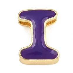 Letter I Laiton perles d'émail, sans cadmium et sans plomb, crémaillère plaquage, plaqué longue durée, réel 18 k plaqué or, lettre i, 14x10.5x6mm, Trou: 3x11mm