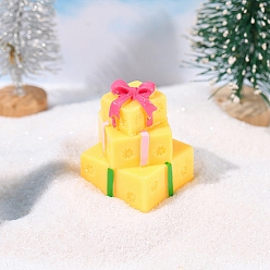 Желтый Рождественские украшения для подарочной коробки из смолы, аксессуары для дома микропейзаж, притворяясь опорными украшениями, желтые, 24x24x33 мм