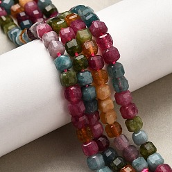 Турмалин Нити из натуральных разноцветных турмалиновых бусин, граненый стол, вырезанный куб, 5~6x5~6x5~6 мм, отверстие : 1.2 мм, около 61 шт / нитка, 12.20~12.80'' (31~32.5 см)