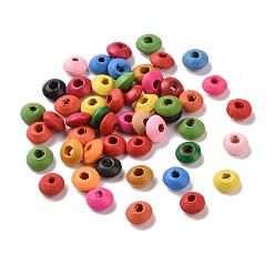 Gemischte Farbe Sprühlackierte Rondell-Holzperlen, Gemischte Farbe, 8.5x3.5 mm, Bohrung: 2.5 mm