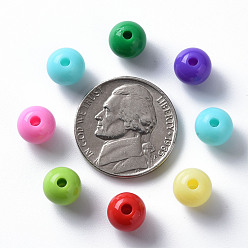 Mixed Color Opaque Acrylic Beads, Round, Mixed Color, 8x7mm, Hole: 2mm, about 1745pcs/500g