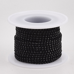 Jet Electrophoresis Iron Rhinestone Strass Chains, Rhinestone Cup Chains, with Spool, Jet, SS6.5, 2~2.1mm, about 10yards/roll